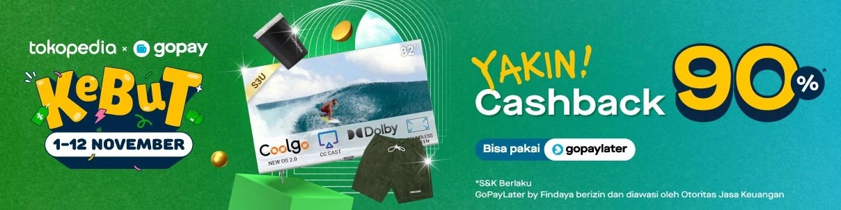 Belanja di Tokopedia bulan November. Dapatkan Cashback hingga 90%.